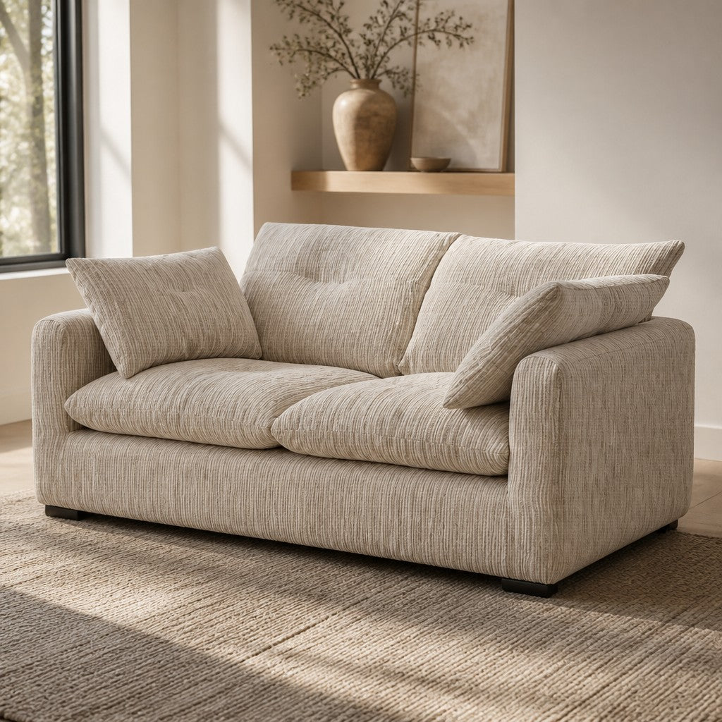 Quetta Grey Silver Fabric 2 Seater Sofa