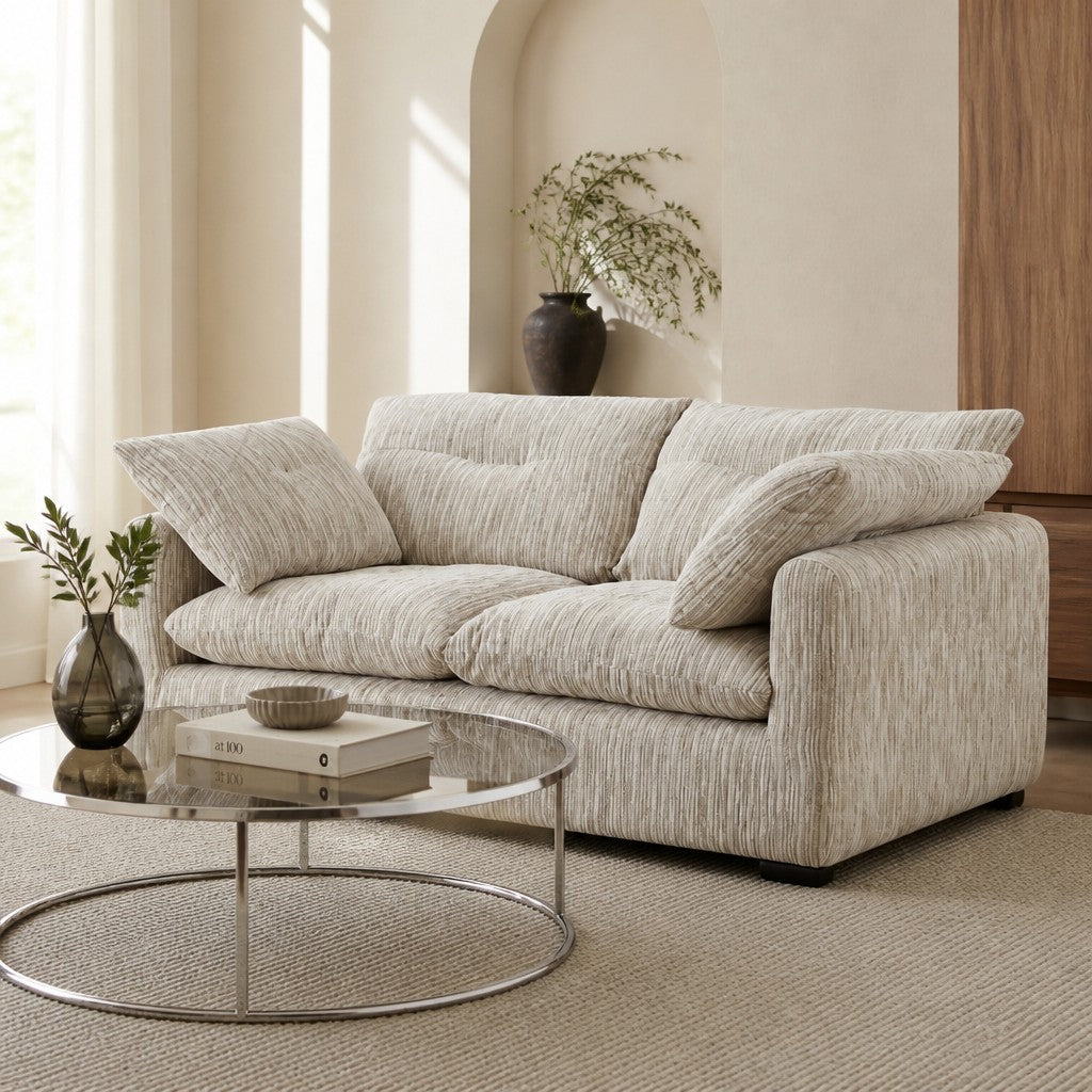 Quetta Grey Silver Fabric 2 Seater Sofa