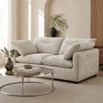 Quetta Grey Silver Fabric 2 Seater Sofa