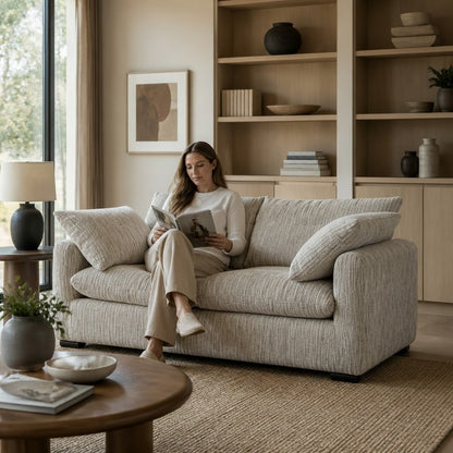 Quetta Grey Silver Fabric 2 Seater Sofa