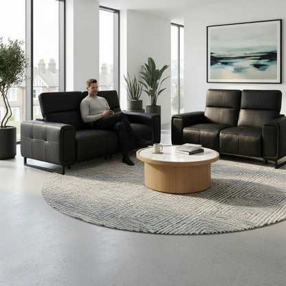 Richmond Electric Recliner Black Leather 3+2 Sofa Suite