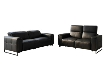 Richmond Electric Recliner Black Leather 3+2 Sofa Suite