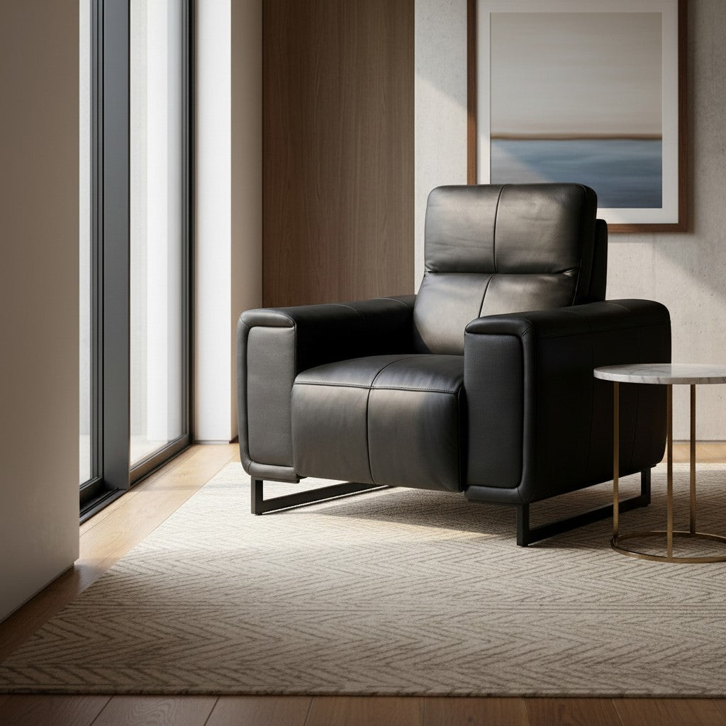 Richmond Electric Recliner Black Leather Armchair