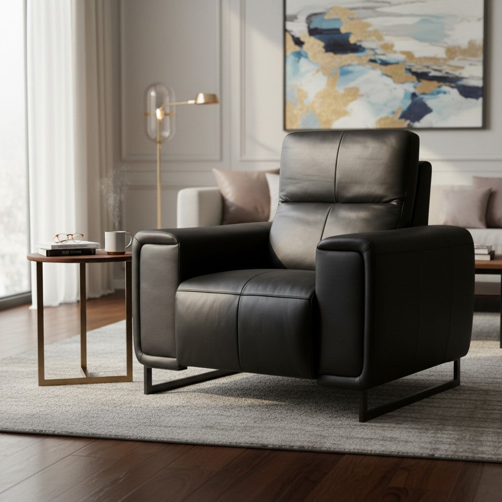 Richmond Electric Recliner Black Leather Armchair