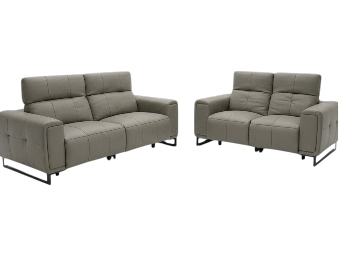 Richmond Electric Recliner Grey Leather 3+2 Sofa Suite