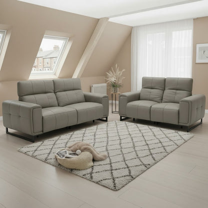 Richmond Electric Recliner Grey Leather 3+2 Sofa Suite