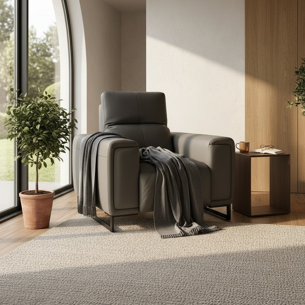 Richmond Electric Recliner Grey Leather Armchair