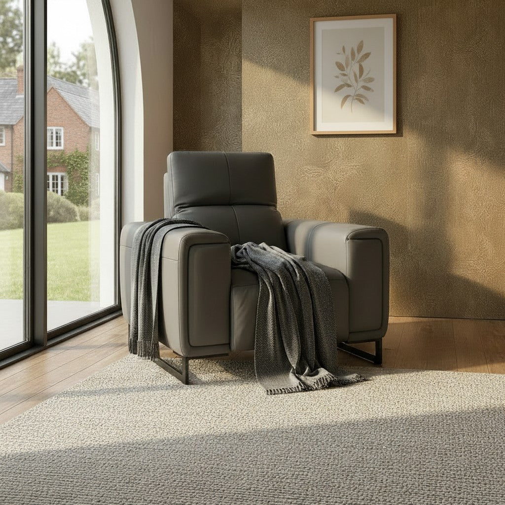 Richmond Electric Recliner Grey Leather Armchair