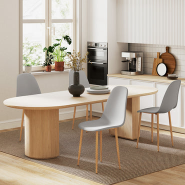 Aurora Dining Chairs Set of 4 w/ Curved Back, Steel Legs, Grey