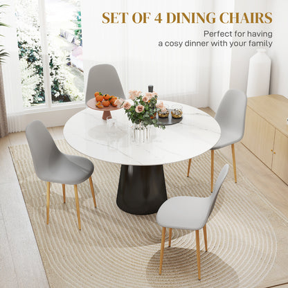 Aurora Dining Chairs Set of 4 w/ Curved Back, Steel Legs, Grey
