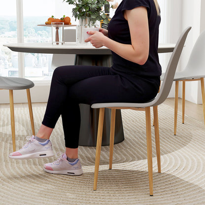 Aurora Dining Chairs Set of 4 w/ Curved Back, Steel Legs, Grey