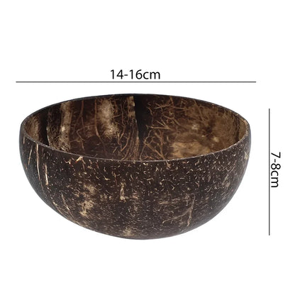 Natural Reusable Coconut Bowls And Wooden Spoon