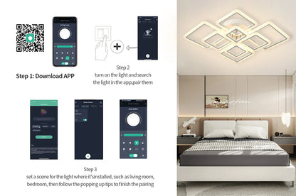 Modern LED Ceiling Light Dimmable Lamp Fixture Acrylic Flush Chandelier