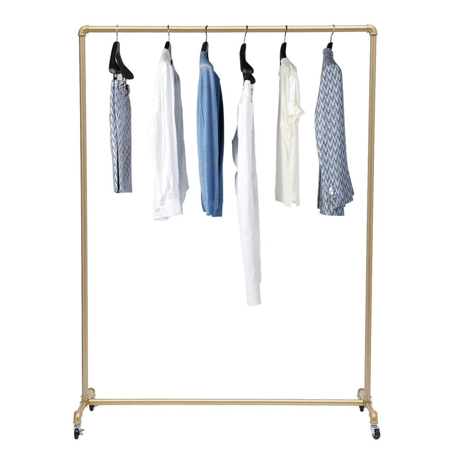 Standing Galvanized Pipe Clothing Rack With Wheels  120*40*160cm