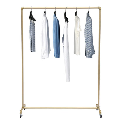 Standing Galvanized Pipe Clothing Rack With Wheels  120*40*160cm