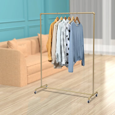 Standing Galvanized Pipe Clothing Rack With Wheels  120*40*160cm