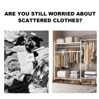 Floor Standing Clothes Rail with Wheels-Double Tier