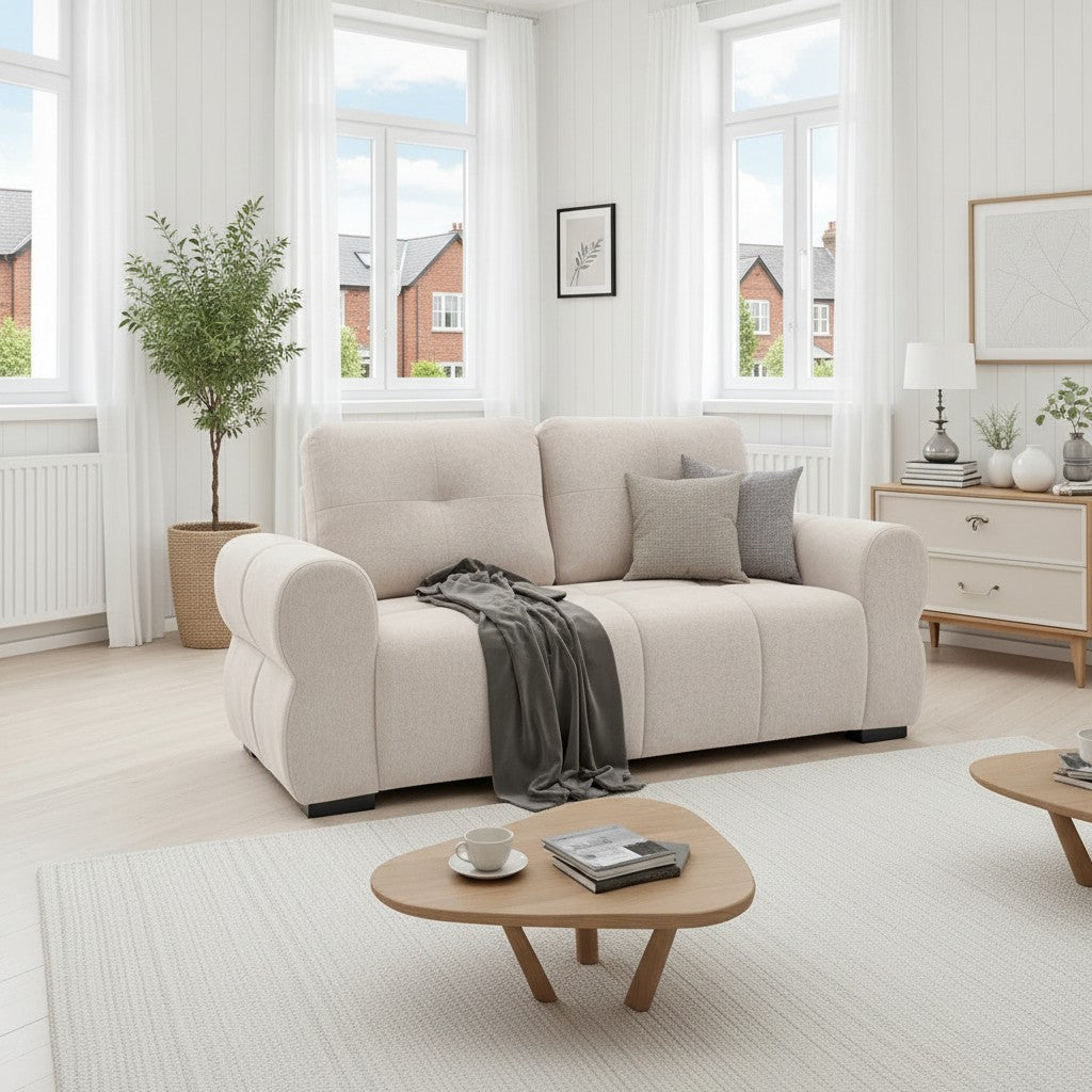 San Marino Beige Fabric 2 Seater Sofa