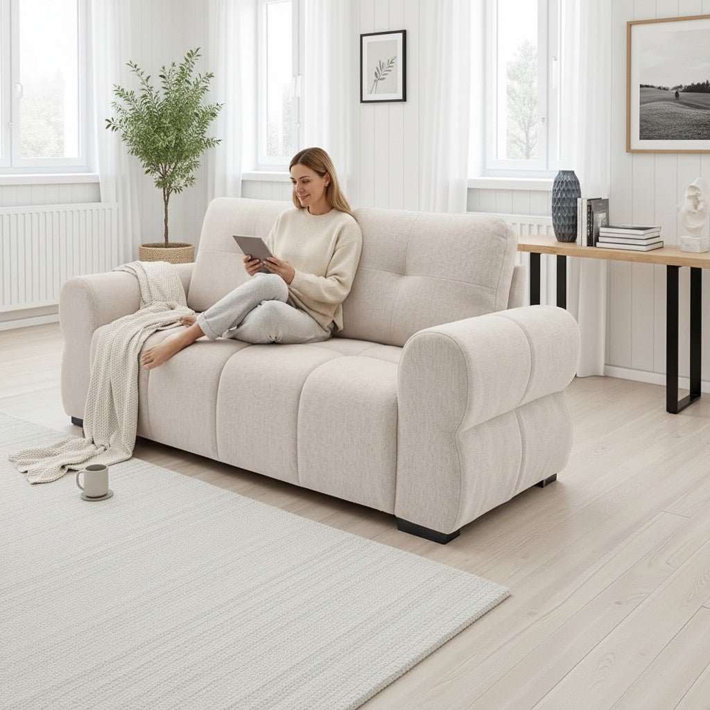 San Marino Beige Fabric 2 Seater Sofa