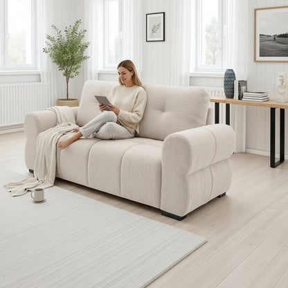 San Marino Beige Fabric 2 Seater Sofa