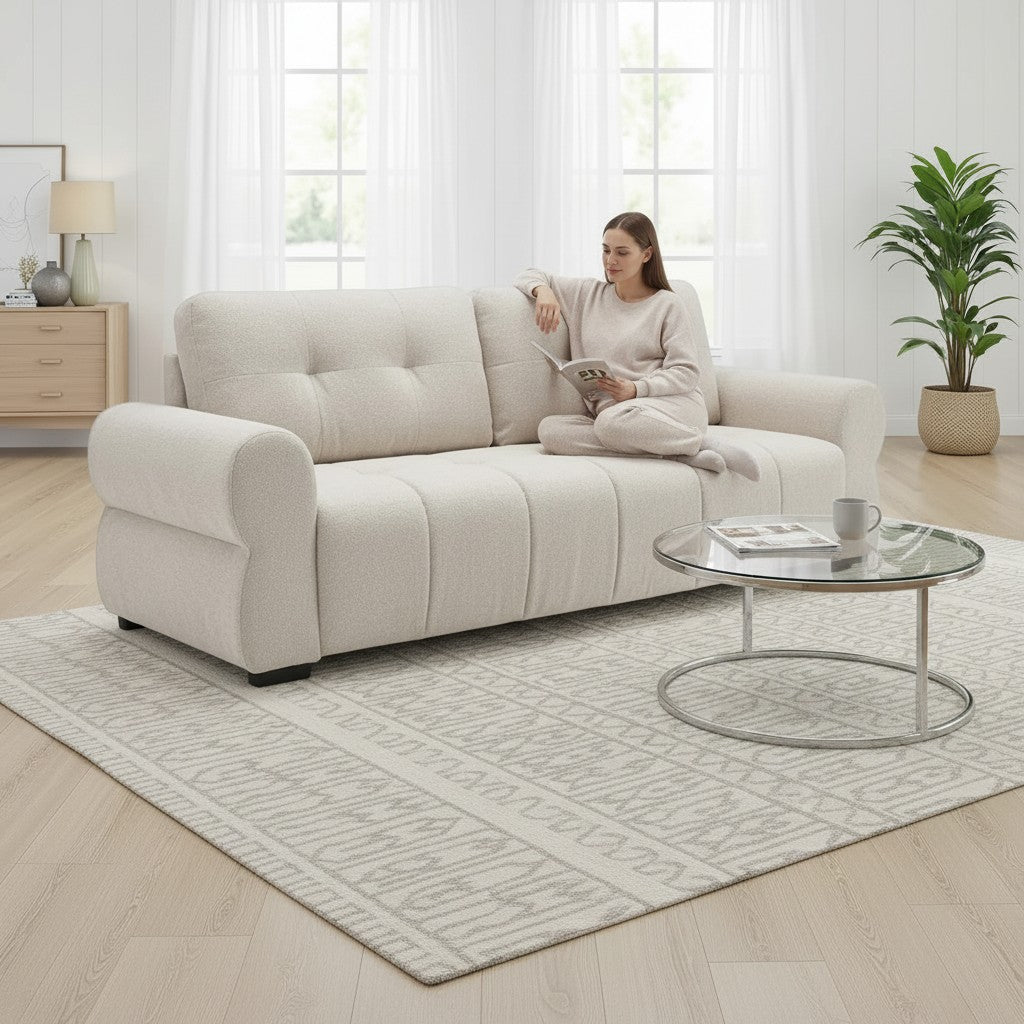 San Marino Beige Fabric 3 Seater Sofa