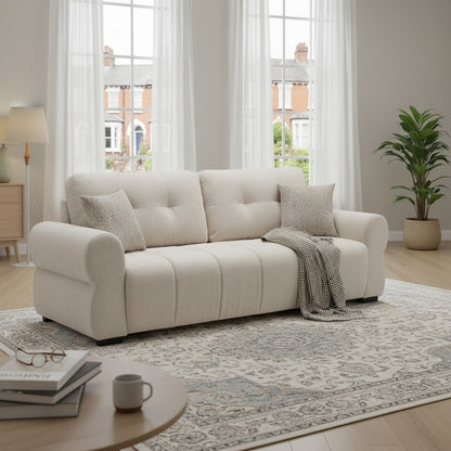 San Marino Beige Fabric 3 Seater Sofa