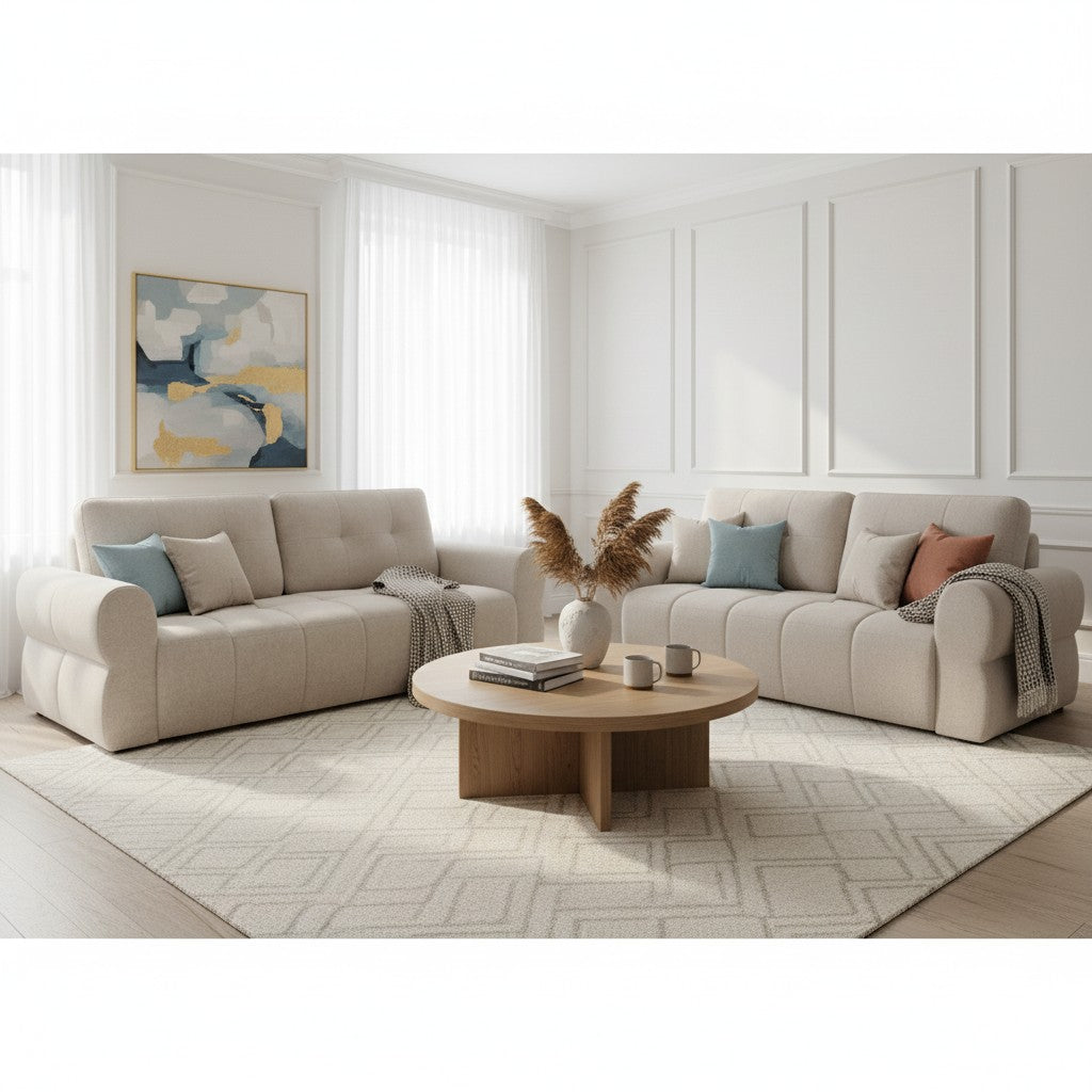 San Marino Beige Fabric 3+2 Sofa Suite