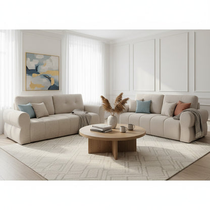 San Marino Beige Fabric 3+2 Sofa Suite