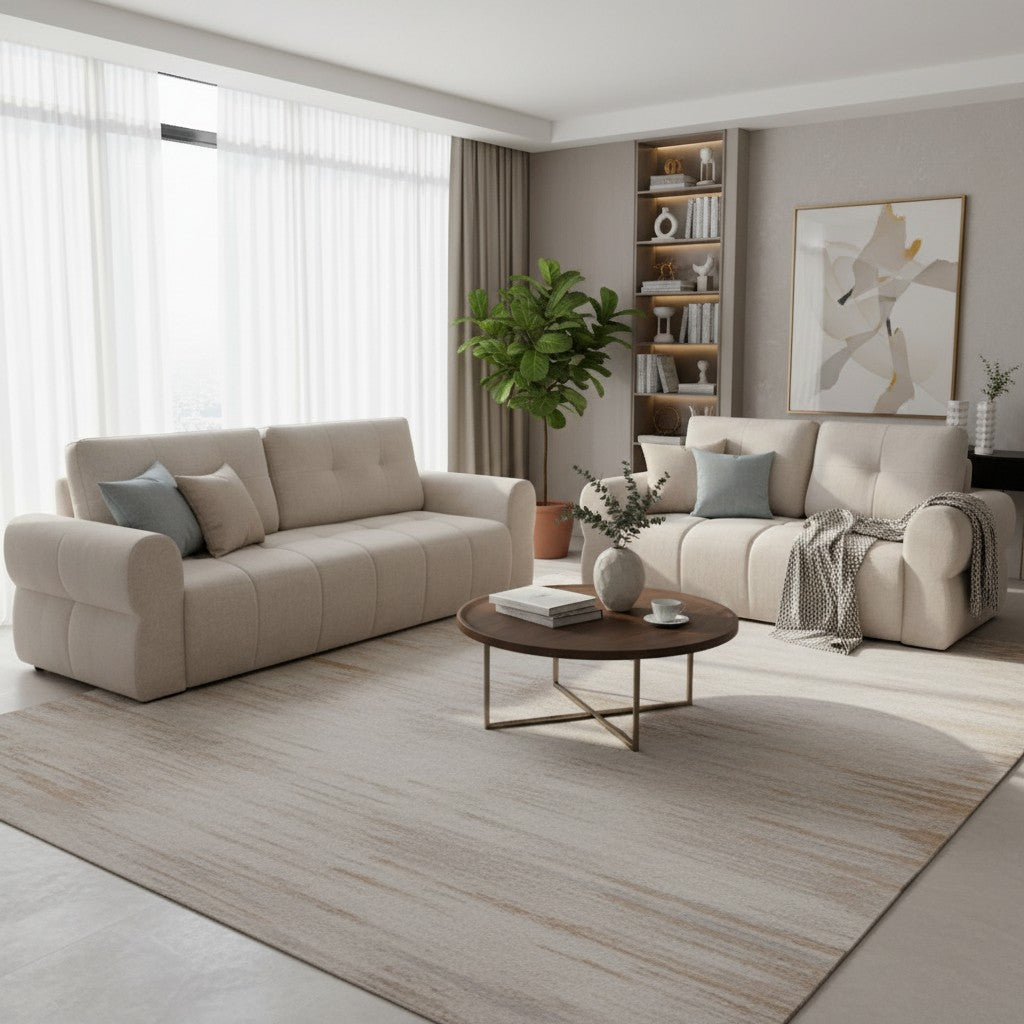 San Marino Beige Fabric 3+2 Sofa Suite