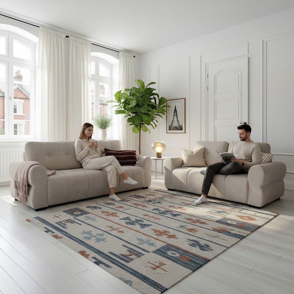 San Marino Beige Fabric 3+2 Sofa Suite