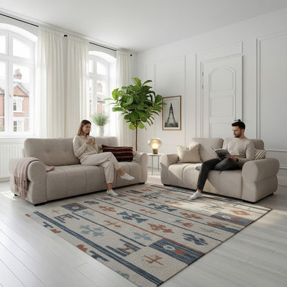 San Marino Beige Fabric 3+2 Sofa Suite