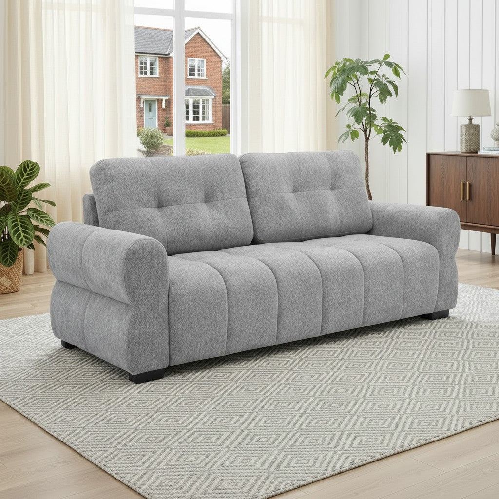 San Marino Grey Fabric 3 Seater Sofa