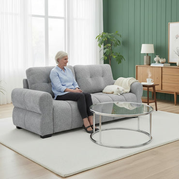 San Marino Grey Fabric 3 Seater Sofa