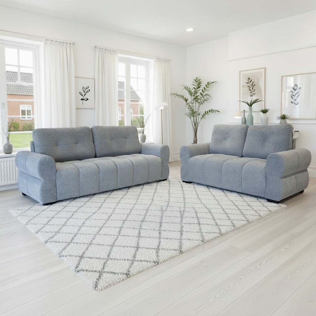 San Marino Grey Fabric 3+2 Sofa Suite
