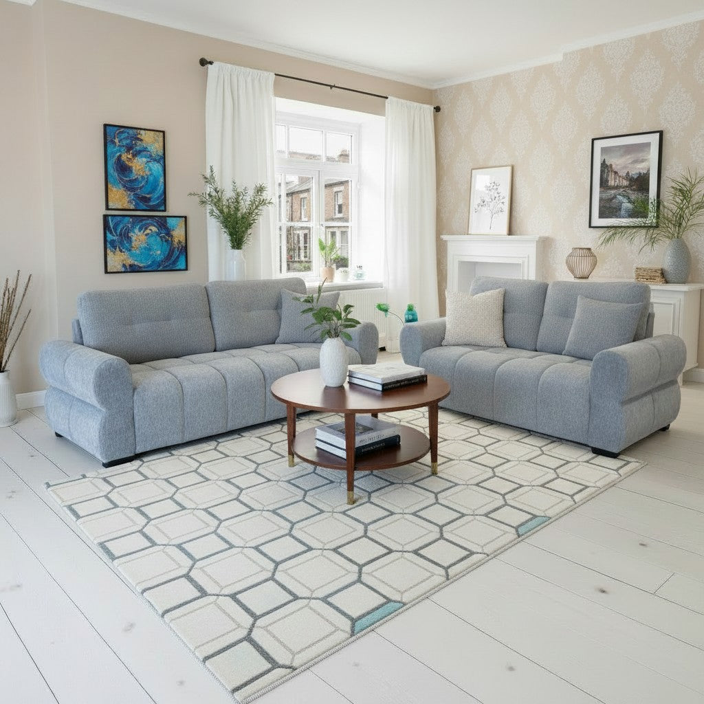 San Marino Grey Fabric 3+2 Sofa Suite
