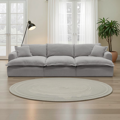 Santa Barbara Modular Grey Fabric Sofa With Footstool