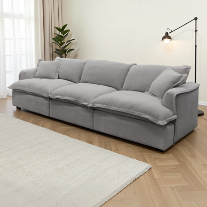 Santa Barbara Modular Grey Fabric Sofa With Footstool