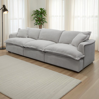 Santa Barbara Modular Stone Beige Fabric Sofa With Footstool