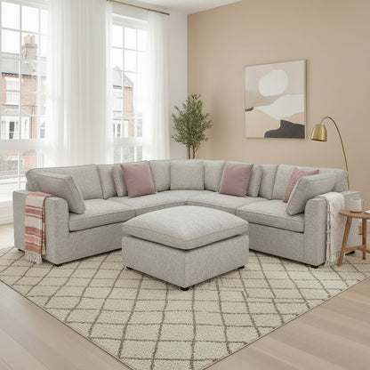 Santorini Grey Fabric Large Corner Sofa With Footstool