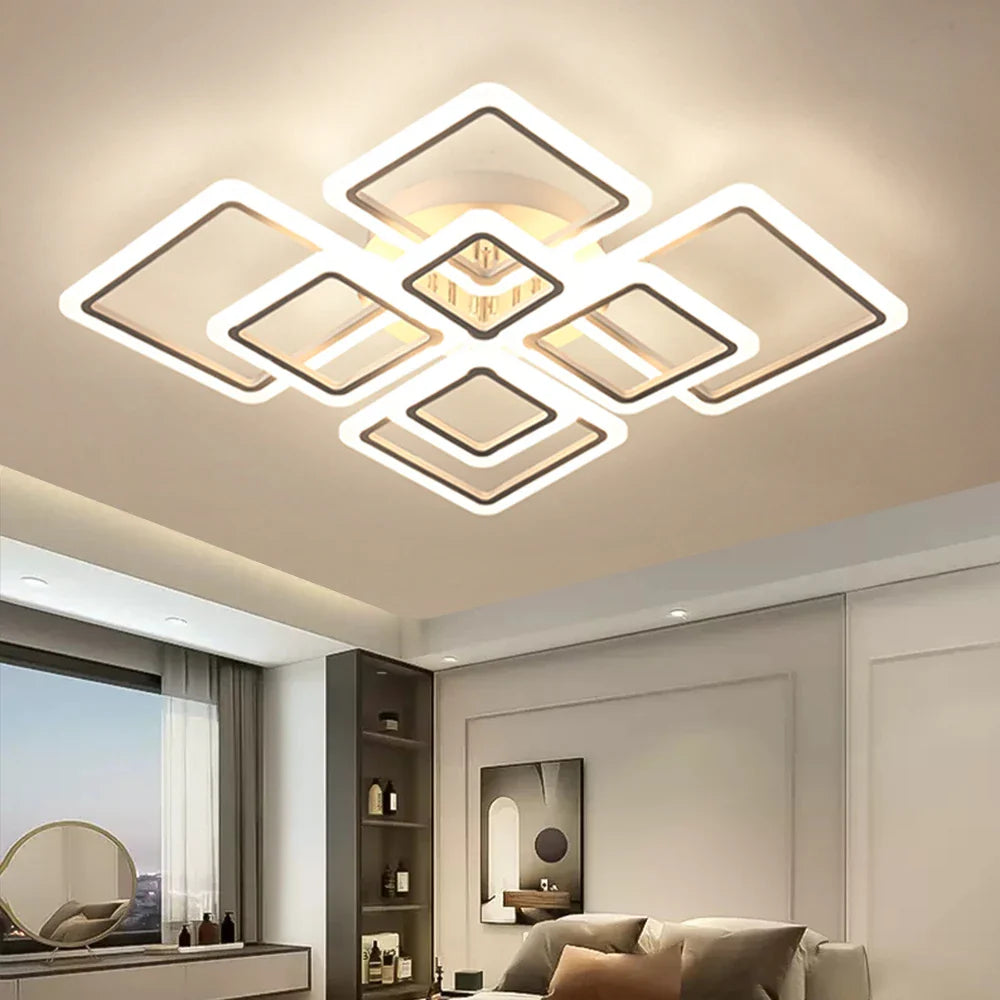 Modern LED Ceiling Light Dimmable Lamp Fixture Acrylic Flush Chandelier
