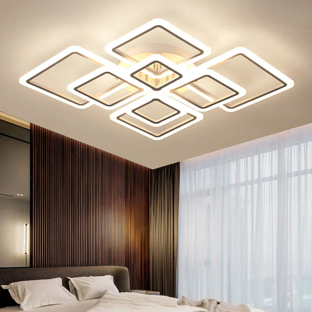 Modern LED Ceiling Light Dimmable Lamp Fixture Acrylic Flush Chandelier