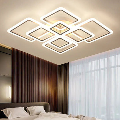 Modern LED Ceiling Light Dimmable Lamp Fixture Acrylic Flush Chandelier