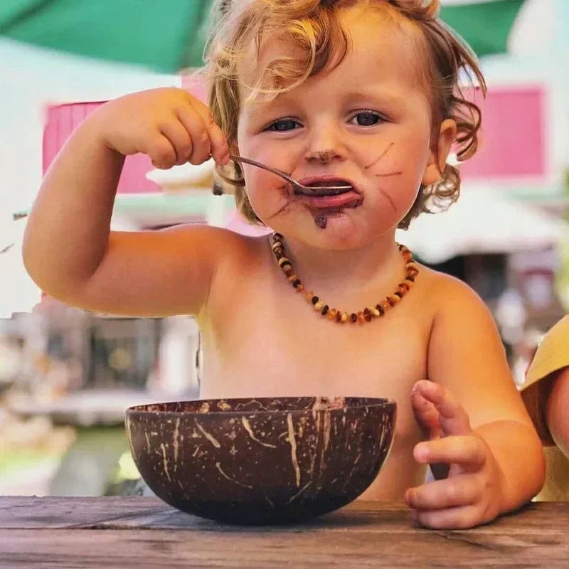 Natural Reusable Coconut Bowls And Wooden Spoon