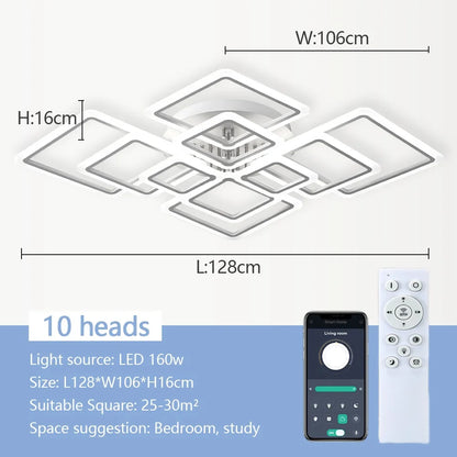 Modern LED Ceiling Light Dimmable Lamp Fixture Acrylic Flush Chandelier