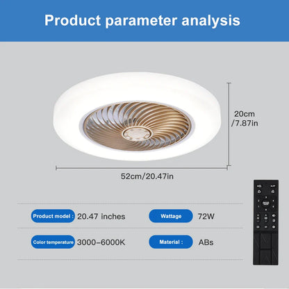 Smart Ceiling Fan Silent Blades with Lights Remote Control