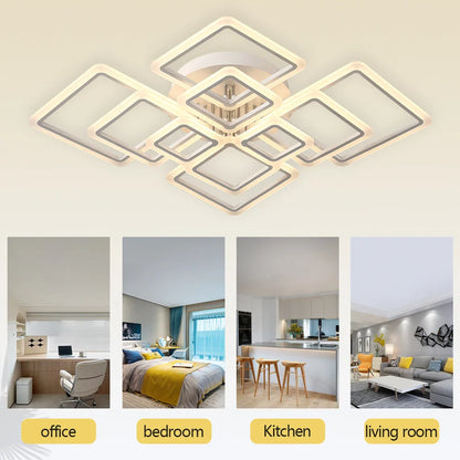 Modern LED Ceiling Light Dimmable Lamp Fixture Acrylic Flush Chandelier