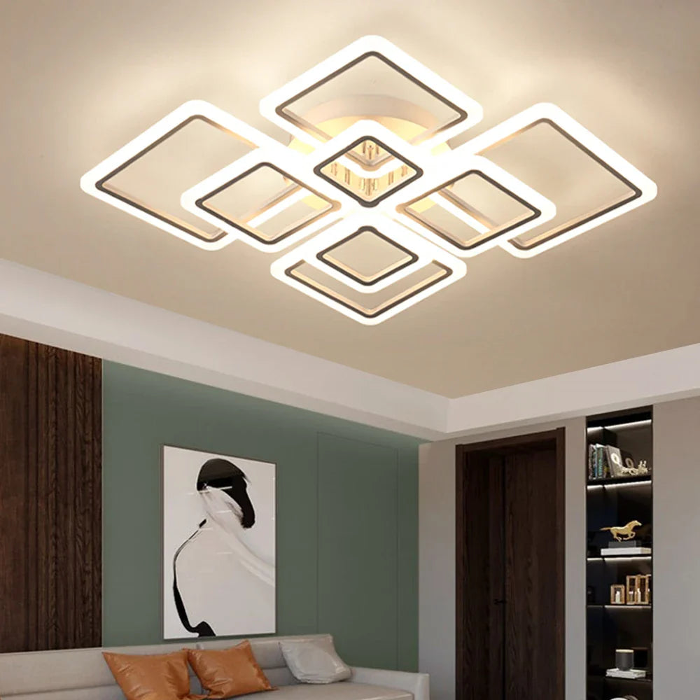 Modern LED Ceiling Light Dimmable Lamp Fixture Acrylic Flush Chandelier