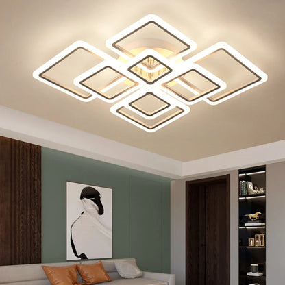 Modern LED Ceiling Light Dimmable Lamp Fixture Acrylic Flush Chandelier
