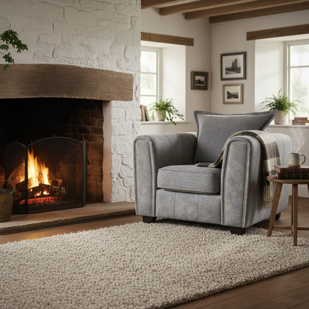 Serena Grey Fabric Armchair