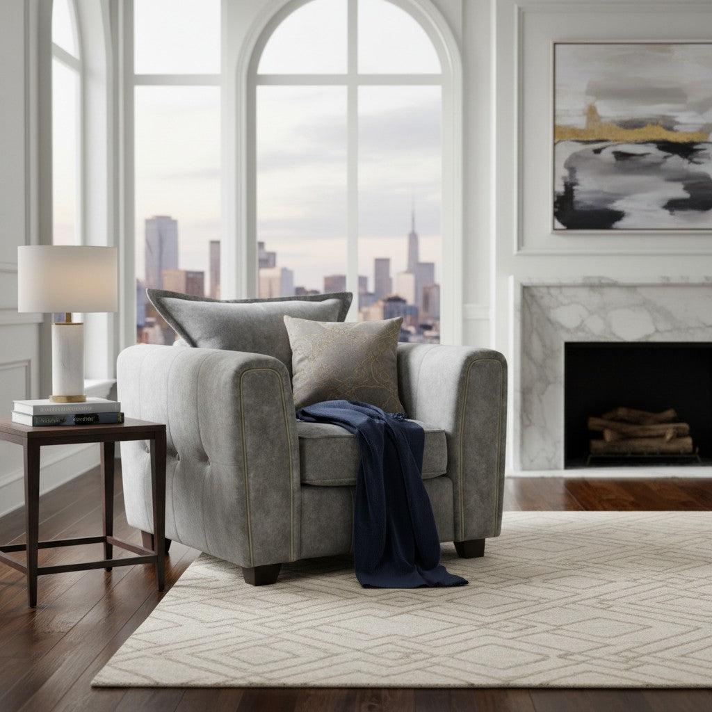 Serena Grey Fabric Armchair